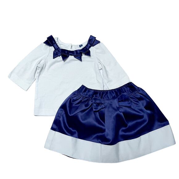 Janie And Jack Bow Top And Satin Skirt Outfit Size 6-12m - Picture 1 of 11